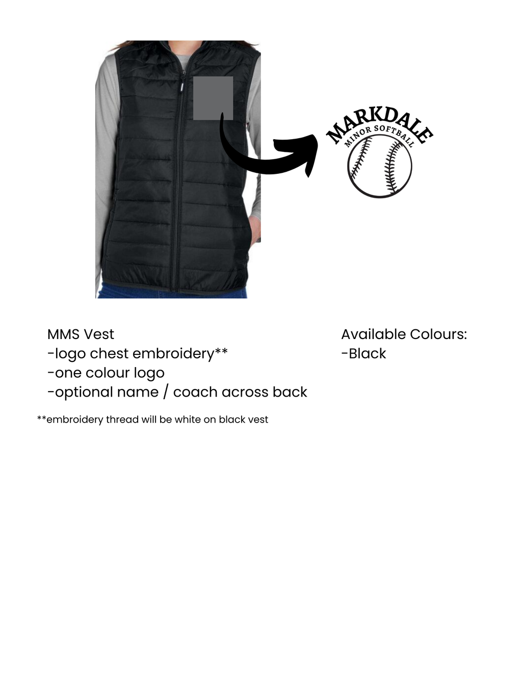 Markdale Minor Softball Vest