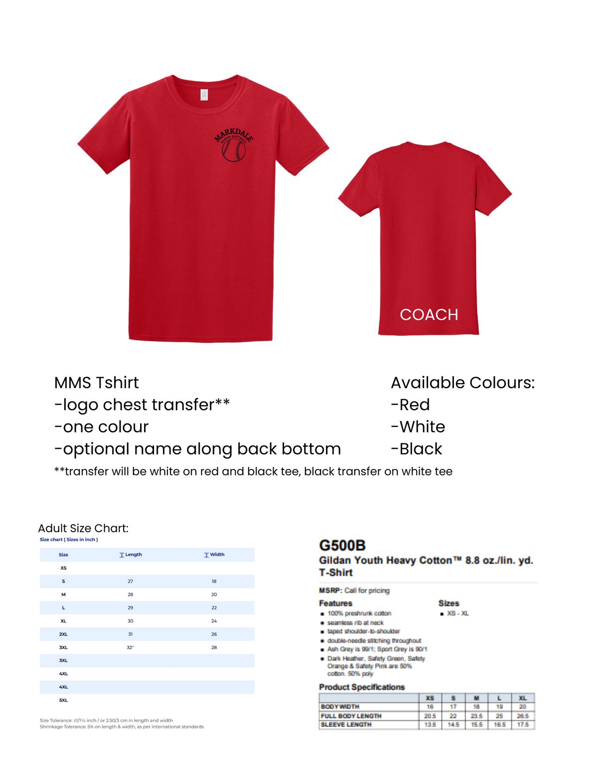 Markdale Minor Softball Short Sleeve Tee