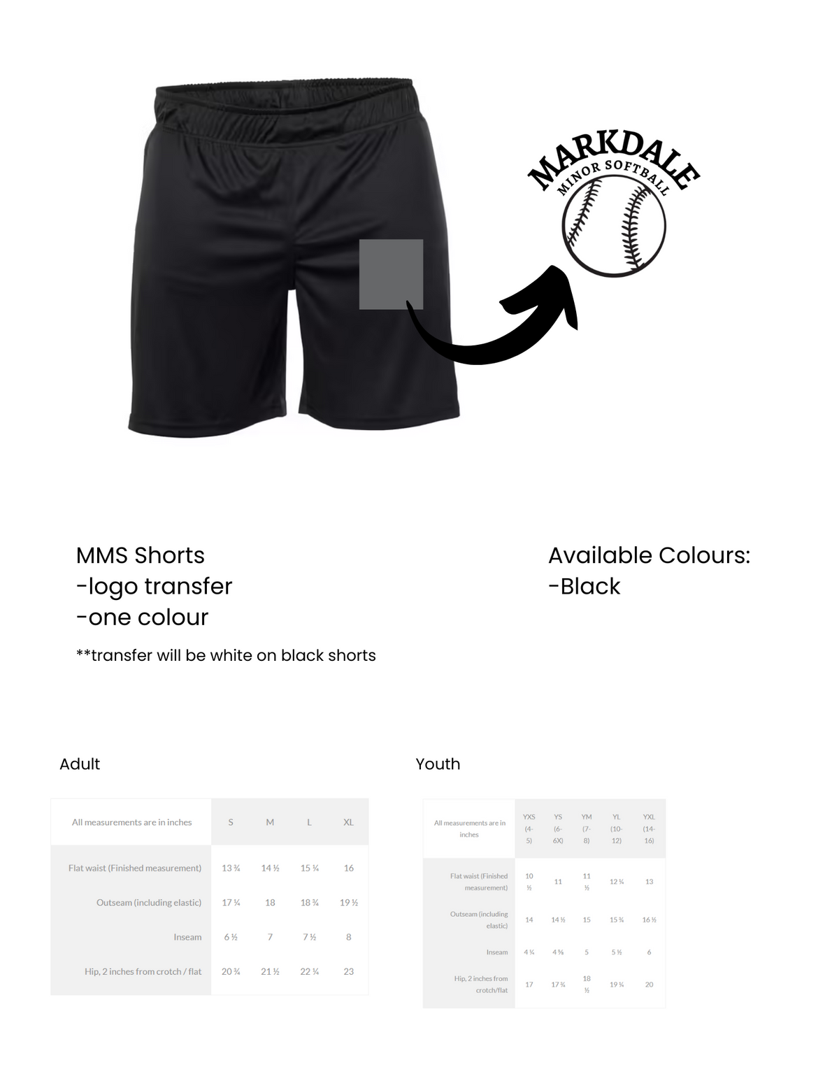Markdale Minor Softball Shorts