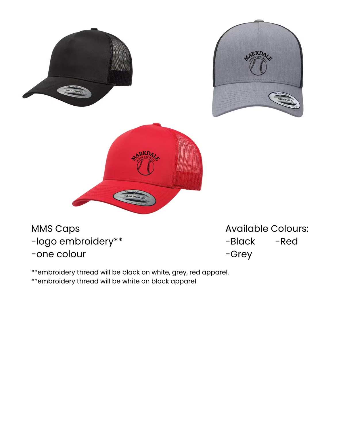 Markdale Minor Softball Caps