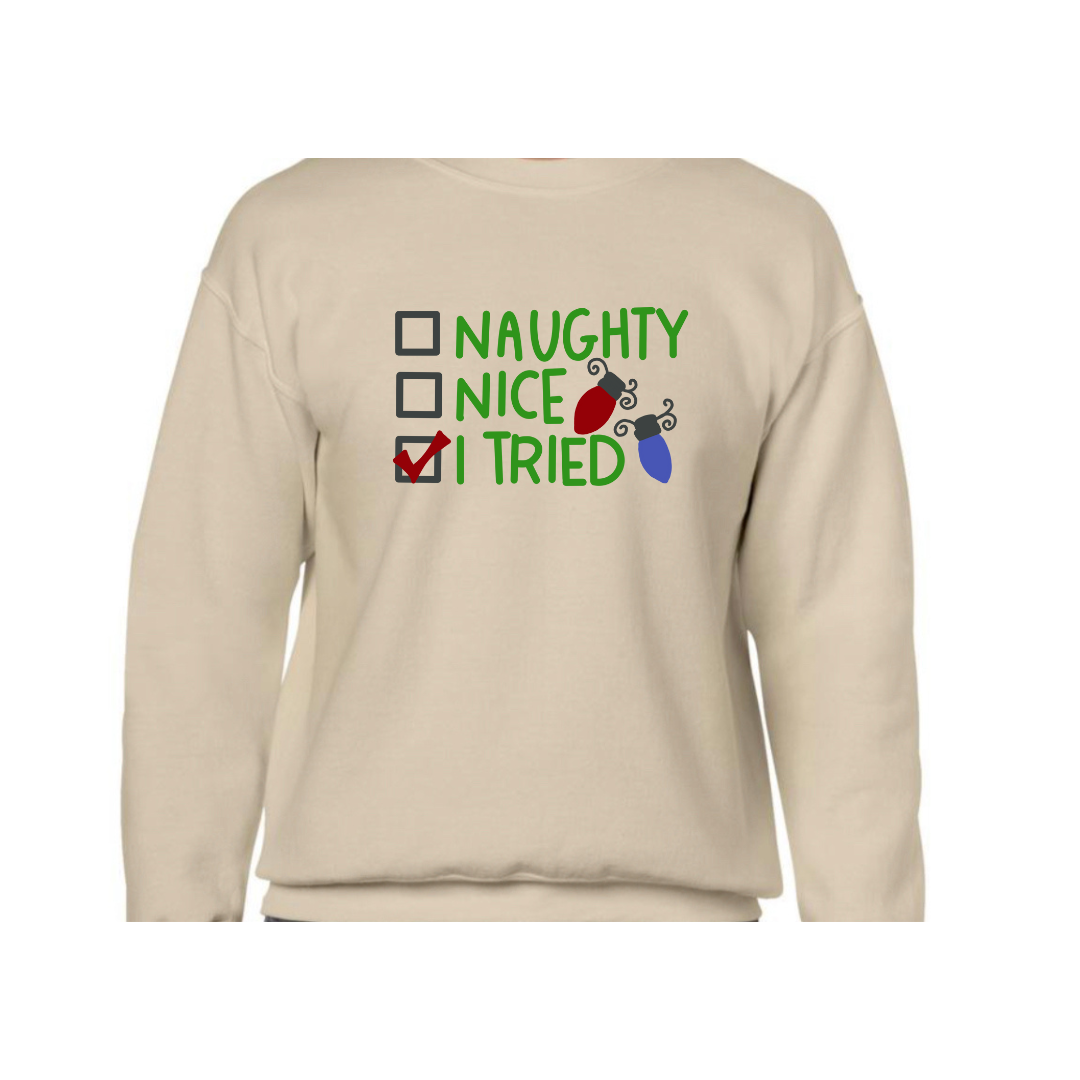 Naughty, nice, I tried Sweatshirt